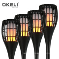 OKELI Outdoor Waterproof Ip65 Torch Light Vase Shape Led Solar Lamp Flame For Yard Path Garden